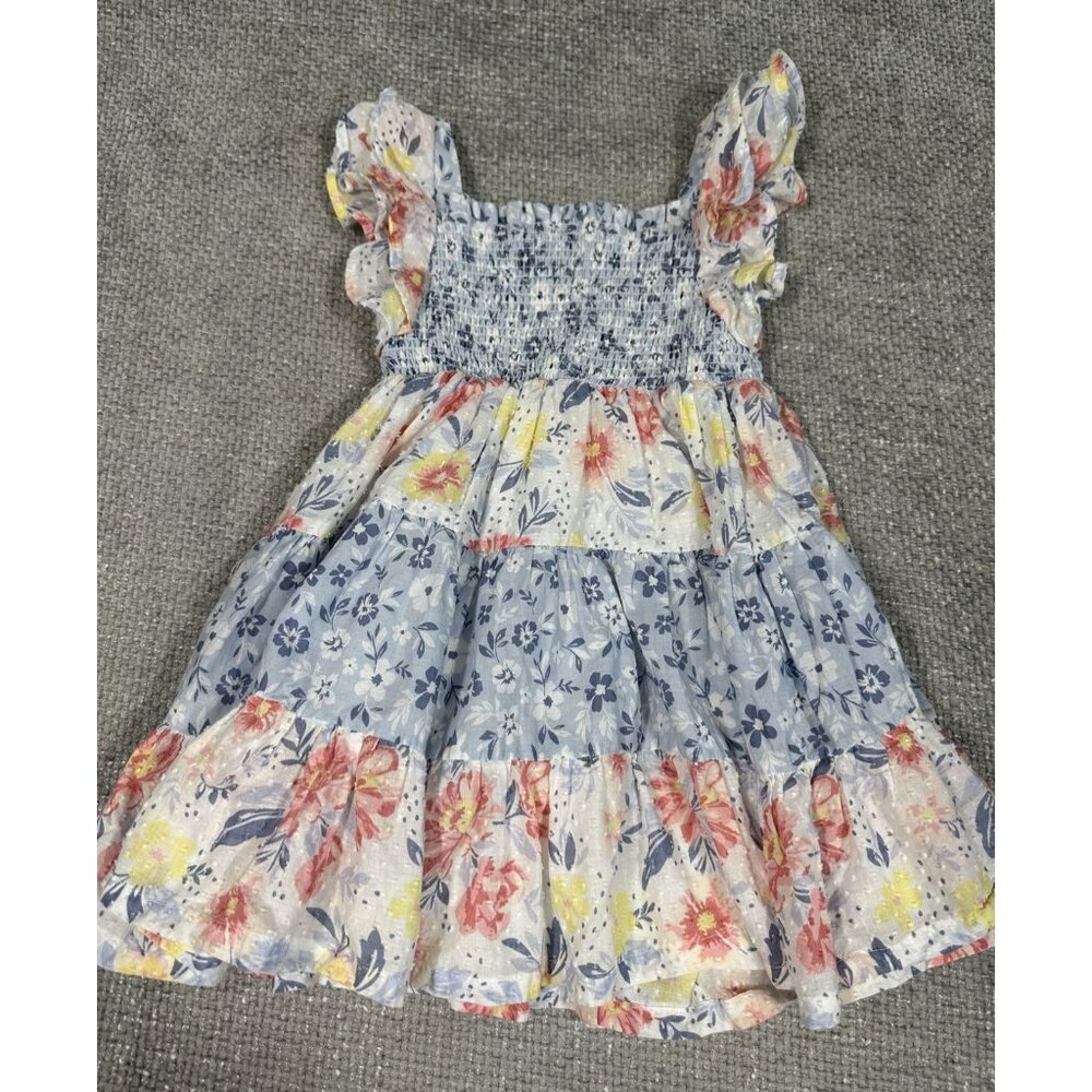 Haute Hippie Dress Girls 3T Floral Ruffle Sleeve Lined Summer Lightweight Casual - Picture 2 of 9